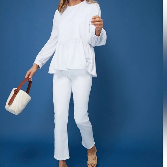 Tuckernuck Pomander Place White Carlota Peplum Blouse Size XS - Picture 1 of 5